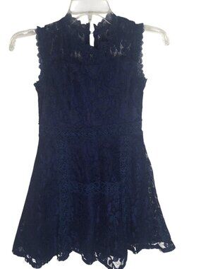 Knitworks Dress Girls 8 Blue Lace Fit & Flare Sleeveless Party Formal Wedding